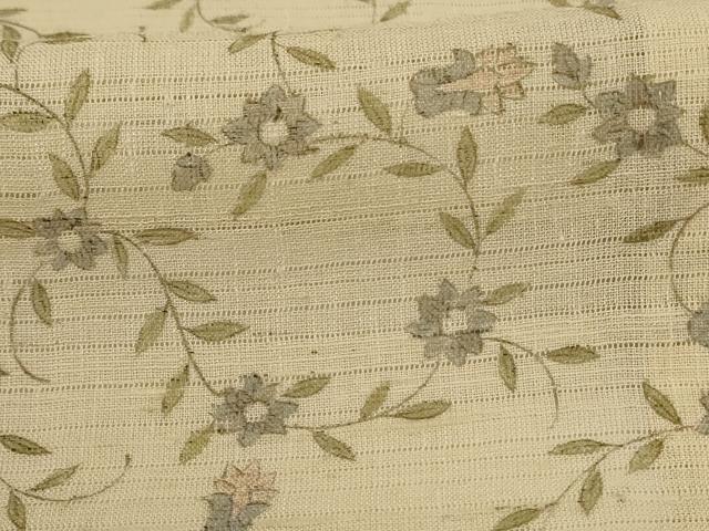 平和屋着物*夏物 小紋 絽 紬地 草花文 正絹 逸品 AABJ3419jd