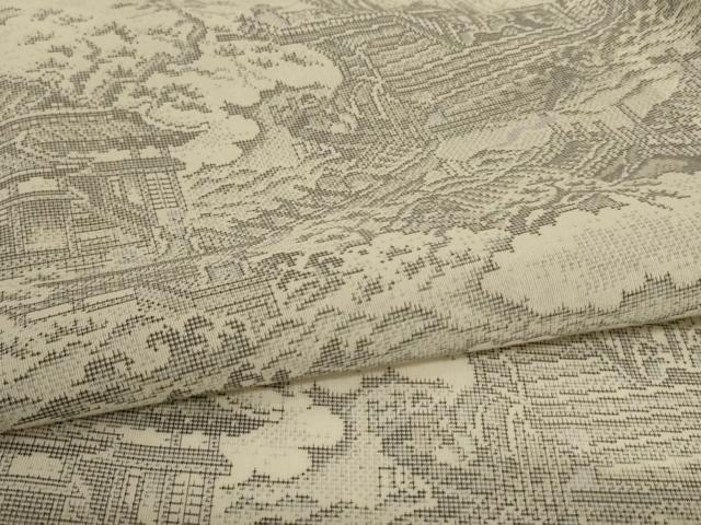 平和屋着物*夏物 本場大島紬 夏大島 白大島 風景文 正絹 逸品 AABJ3425jd