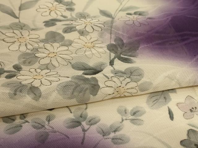 平和屋着物*夏物 訪問着 紗 手描き 草花文 暈し染め 正絹 逸品 AABJ3426jd