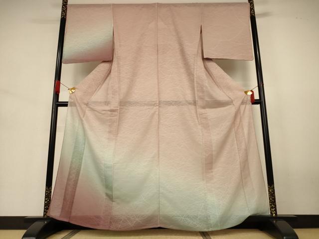 平和屋着物*夏物 訪問着 縦絽 芝霞文 暈し染め 正絹 逸品 未使用 AABJ3430jd
