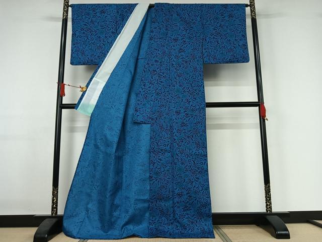 平和屋着物▽小紋 単衣 草花文 洗える着物 AABJ3443jh
