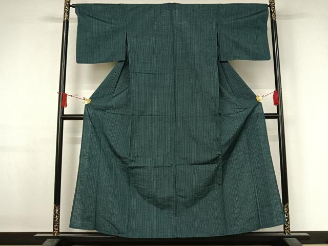 平和屋着物▽上質な紬 単衣 縞 正絹 逸品 AABJ3444jh
