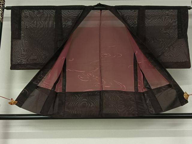 平和屋着物▽羽織 スリーシーズン 春夏秋 塵除け 流水文 黒地 正絹 逸品 AABJ3460jh