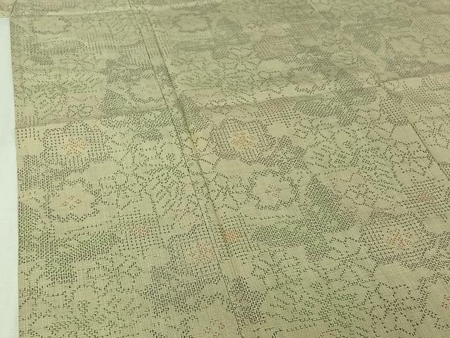平和屋着物▽上質な紬 単衣 花蝶文 正絹 逸品 AABJ3463jh