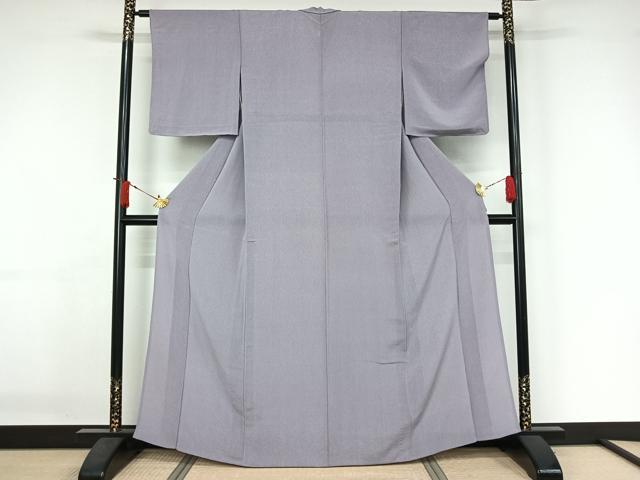 平和屋着物▽上質な色無地 単衣 藤色 鬼しぼ縮緬 正絹 逸品 未使用 AABJ3470jh