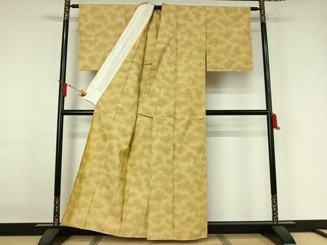平和屋着物▽上質な紬 単衣 草花文 正絹 逸品 AABJ3471jh