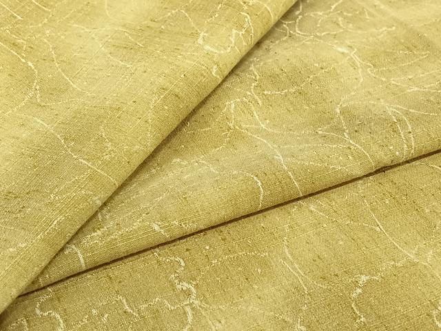 平和屋着物▽上質な紬 単衣 草花文 正絹 逸品 AABJ3471jh