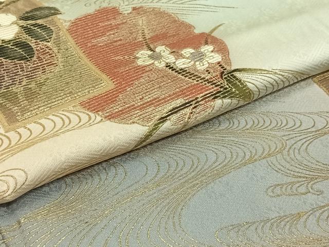 平和屋着物▽訪問着 単衣 雪輪花文 暈し染め 金彩 正絹 逸品 AABJ3484jh