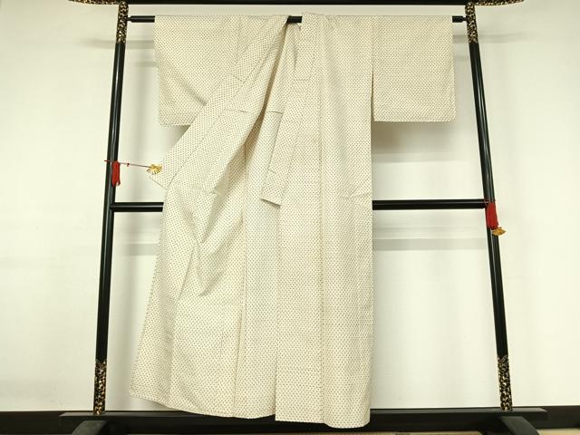 平和屋着物▽上質な紬 単衣 十字絣 正絹 逸品 AABJ3488jh