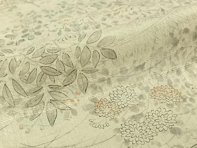 平和屋着物▽染織の名門 しょうざん 生紬 小紋 単衣 手描き 草花文 正絹 逸品 AABJ3491jh