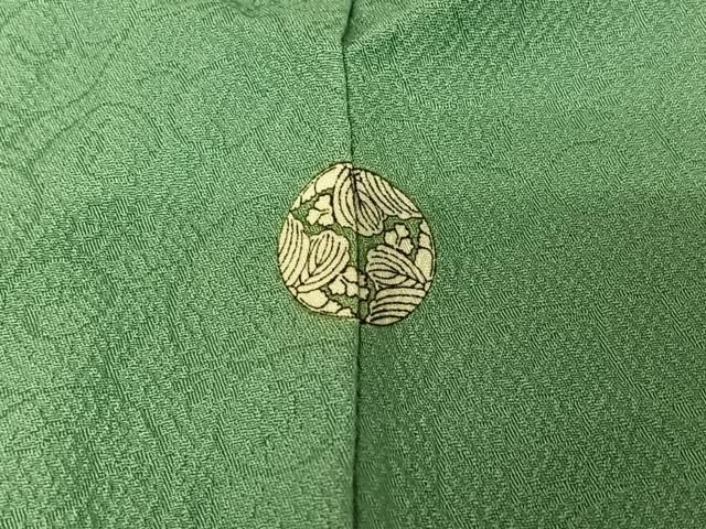 平和屋着物▽洗える最高級着物 <英>はなぶさ謹製 色無地 単衣 花唐草地紋 青磁色 洗える着物 AABJ3498jh