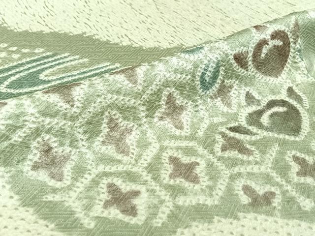 平和屋着物▽訪問着 単衣 杢目絞り 吉祥花文 正絹 逸品 AABJ3504jh