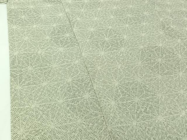 平和屋着物▽白鷹お召 単衣 麻の葉文様 正絹 逸品 AABJ3505jh