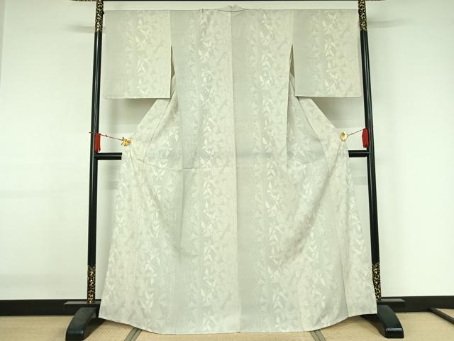 平和屋着物▽本塩沢 単衣 110亀甲 舞蝶文 正絹 逸品 AABJ3508jh