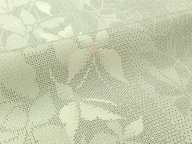 平和屋着物▽本塩沢 単衣 110亀甲 舞蝶文 正絹 逸品 AABJ3508jh
