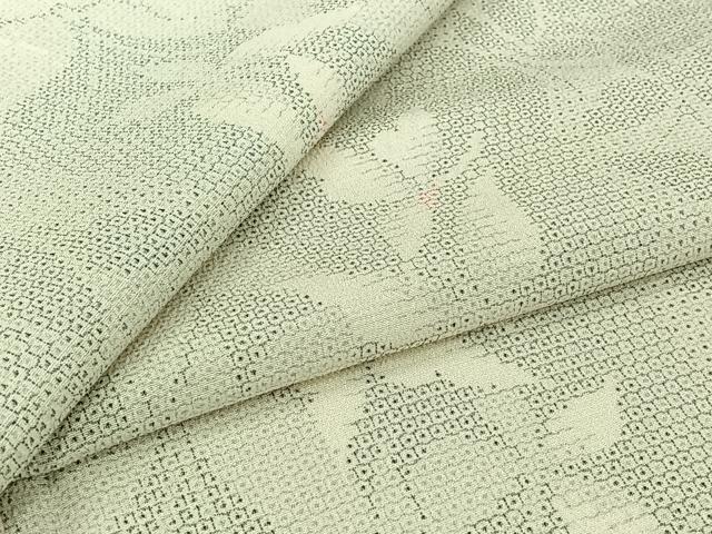 平和屋着物▽本塩沢 単衣 110亀甲 舞蝶文 正絹 逸品 AABJ3508jh