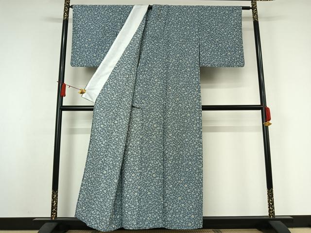平和屋着物▽小紋 単衣 草花文 洗える着物 AABJ3515jh