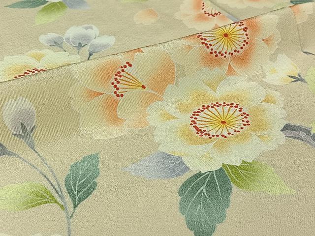 平和屋着物▽上質な小紋 単衣 友禅 枝花文 正絹 逸品 AABJ3517jh