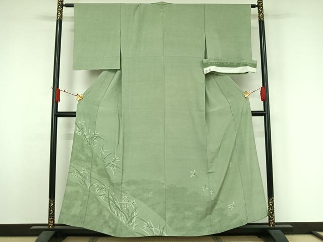 平和屋着物▽人間国宝 小宮康孝 色留袖 江戸小紋 単衣 草花文 三越扱い 反端付き 正絹 逸品 AABJ3518jh