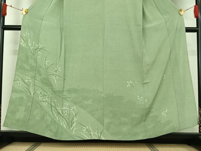 平和屋着物▽人間国宝 小宮康孝 色留袖 江戸小紋 単衣 草花文 三越扱い 反端付き 正絹 逸品 AABJ3518jh