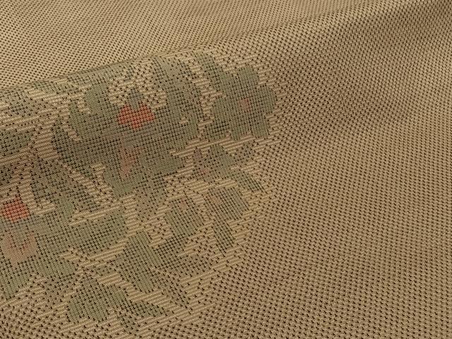 平和屋着物▽本場大島紬 単衣 9マルキ 草花文 正絹 逸品 AABJ3523jh