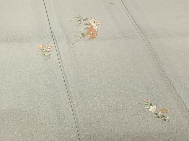 平和屋着物▽訪問着 単衣 短冊花文 金彩 正絹 逸品 AABJ3529jh