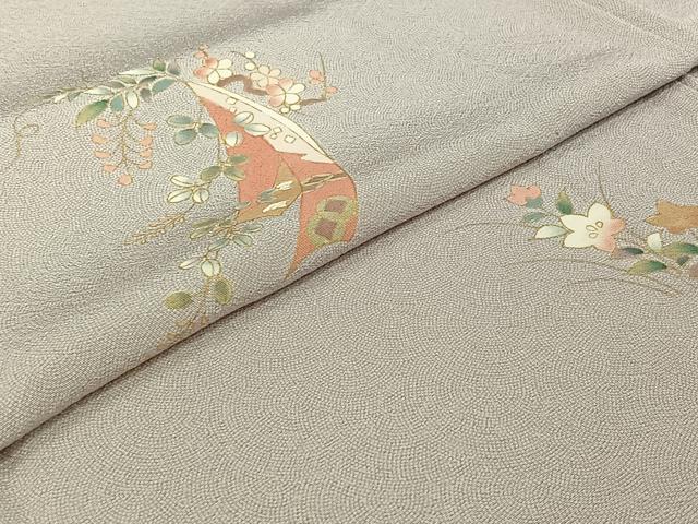 平和屋着物▽訪問着 単衣 短冊花文 金彩 正絹 逸品 AABJ3529jh