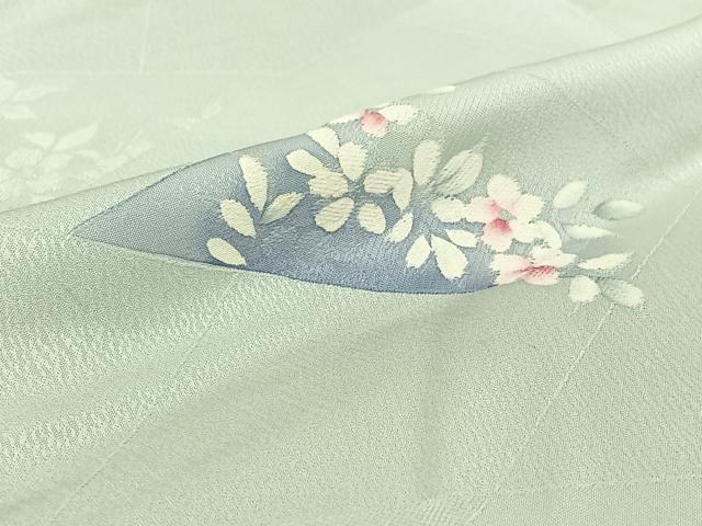 平和屋着物▽上質な小紋 単衣 地紋起こし 切嵌花文 正絹 逸品 AABJ3535jh