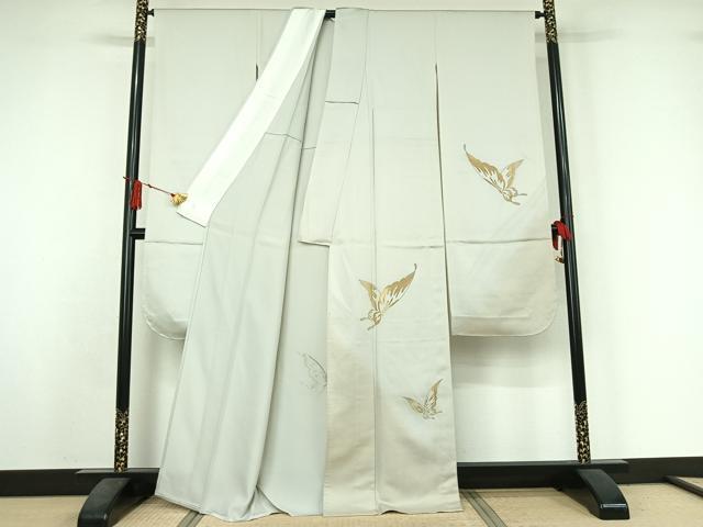 平和屋着物▽豪華振袖 単衣 総刺繍 舞蝶文 金糸 金通し地 正絹 逸品 AABJ3536jh