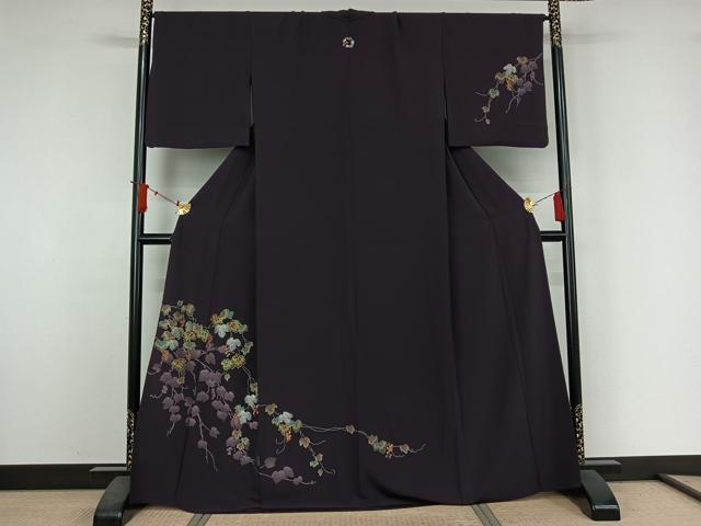 平和屋着物▽訪問着 単衣 総刺繍 南天文 金糸 正絹 逸品 AABJ3539jh