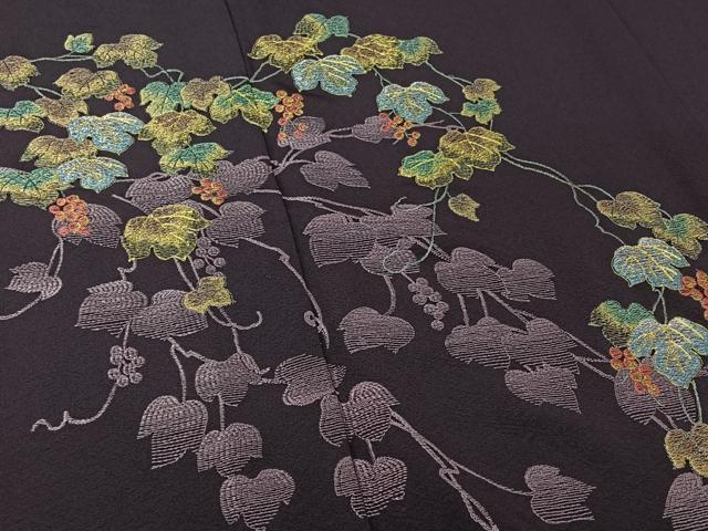 平和屋着物▽訪問着 単衣 総刺繍 南天文 金糸 正絹 逸品 AABJ3539jh