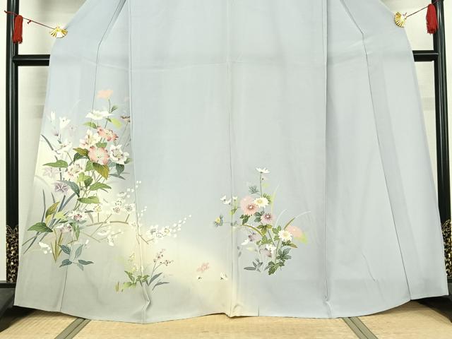 平和屋着物▽訪問着 単衣 友禅 草花文 暈し染め 正絹 逸品 AABJ3542jh