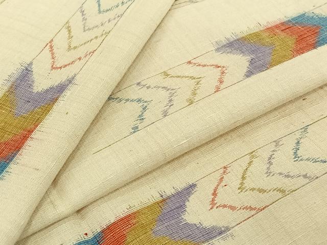 平和屋着物▽上質な紬 単衣 矢羽文 正絹 逸品 未使用 AABJ3562jh