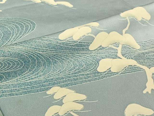 平和屋着物▽訪問着 単衣 流水松文 正絹 逸品 AABJ3565jh