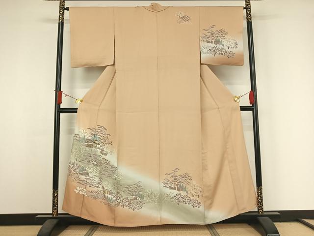 平和屋着物▽訪問着 単衣 風景花文 暈し染め 正絹 逸品 AABJ3572jh
