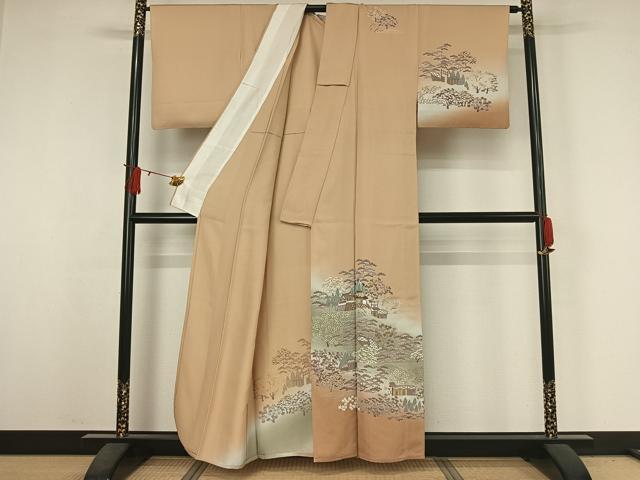 平和屋着物▽訪問着 単衣 風景花文 暈し染め 正絹 逸品 AABJ3572jh