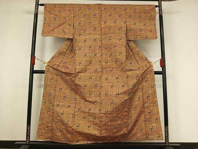 平和屋着物▽本場琉球絣 単衣 飛鳥文 正絹 逸品 AABJ3573jh