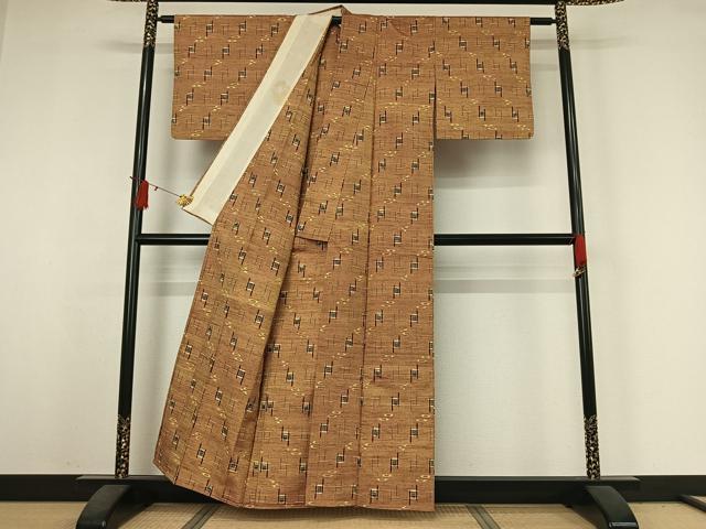 平和屋着物▽本場琉球絣 単衣 飛鳥文 正絹 逸品 AABJ3573jh