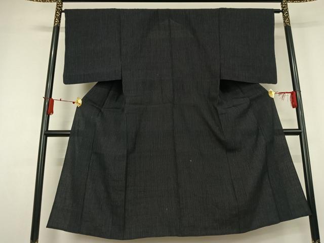 平和屋着物▽本場結城紬 重要無形文化財 単衣 縞 正絹 逸品 AABJ3576jh