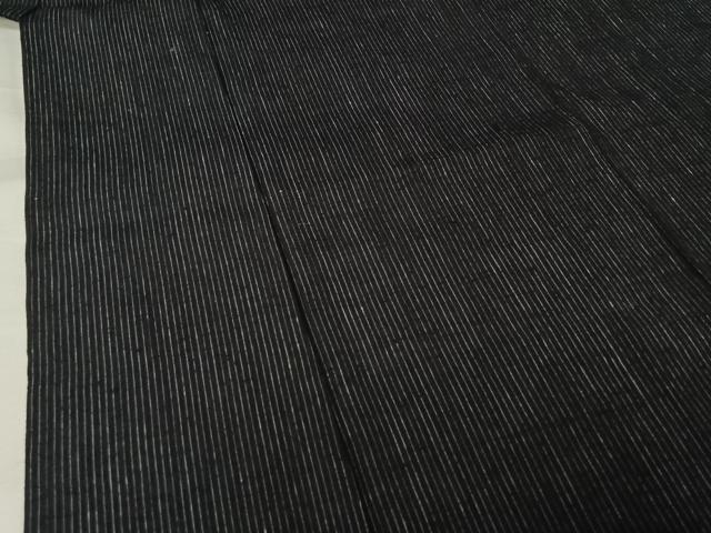 平和屋着物▽本場結城紬 重要無形文化財 単衣 縞 正絹 逸品 AABJ3576jh