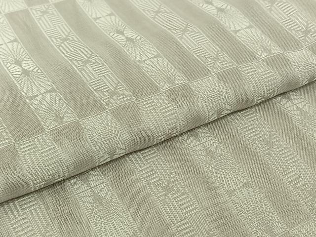 平和屋着物▽お召 単衣 幾何学文様 正絹 逸品 AABJ3578jh