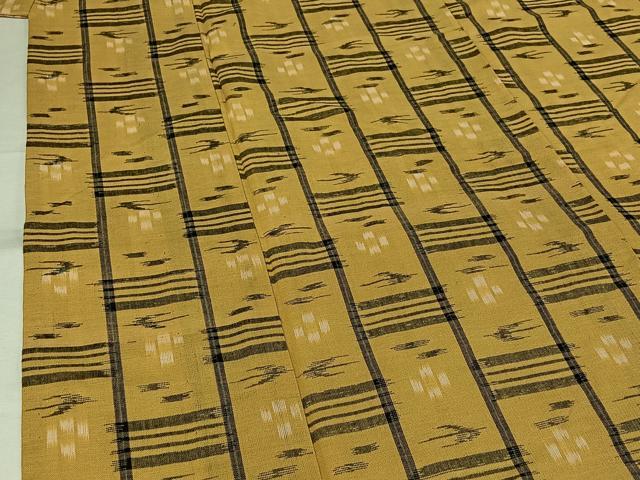 平和屋着物▽綿琉球 単衣 幾何学文様 綿 逸品 AABJ3591jh