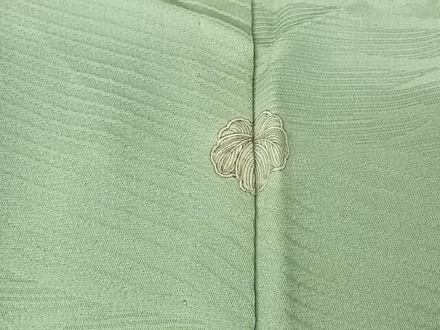 平和屋着物▽上質な色無地 単衣 花唐草文 白緑色 正絹 逸品 AABJ3593jh