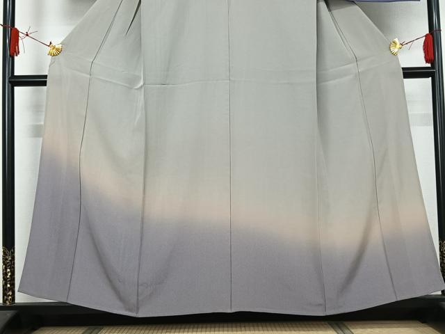 平和屋着物▽訪問着 江戸小紋 単衣 作家物 万筋ぼかし 暈し染め 反端付き 正絹 逸品 AABJ3595jh