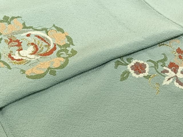 平和屋着物▽訪問着 単衣 総刺繍 鳳凰花文 金銀糸 正絹 逸品 AABJ3601jh