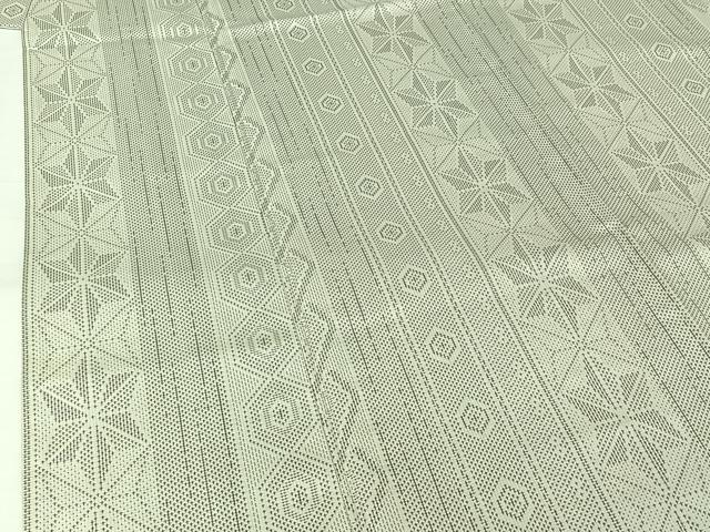 平和屋着物▽上質な紬 単衣 麻の葉間道 正絹 逸品 AABJ3615jh