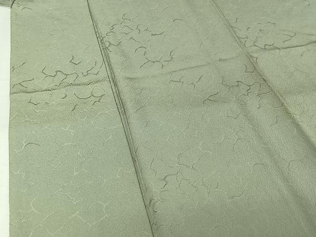 平和屋着物▽上質な色無地 単衣 氷割れ地紋 柳鼠色 正絹 逸品 AABJ3616jh