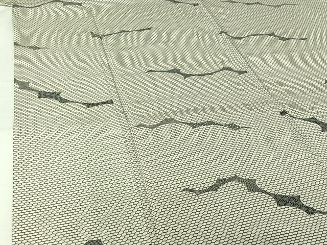 平和屋着物▽上質な小紋 単衣 霞文 正絹 逸品 AABJ3626jh