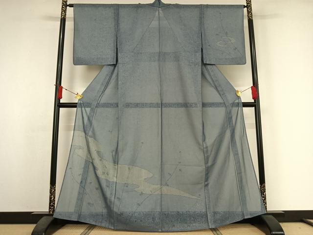 平和屋着物▽訪問着 単衣 無双 紗袷 紗×紗 手描き 草花文 正絹 逸品 AABJ3636jh