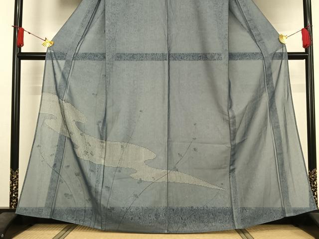 平和屋着物▽訪問着 単衣 無双 紗袷 紗×紗 手描き 草花文 正絹 逸品 AABJ3636jh